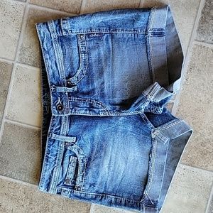 Silver cuffed denim shorts